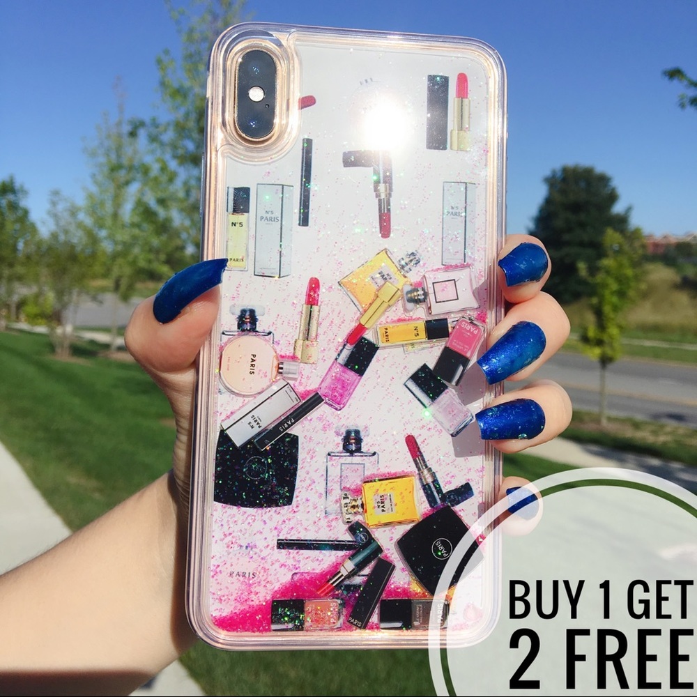 Glitter Quicksand Cosmetics Make Up Phone Case - Picture 1 of 7